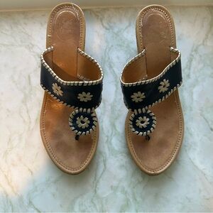 Jack Rogers Navy and Gold Wedges